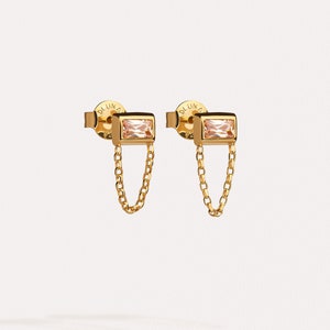 Dainty Gemstone Stud Earrings in Gold Matte Bridesmaid Gifts Perfect Gift For Mom STD148 image 2