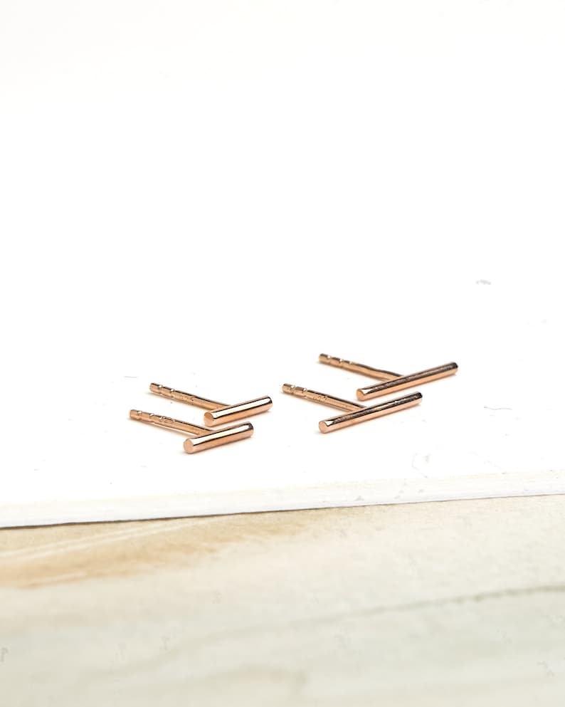 Bar Cartilage Earrings Studs - Geometrical Piercing - Second Hole Earrings - Minimalist Jewelry