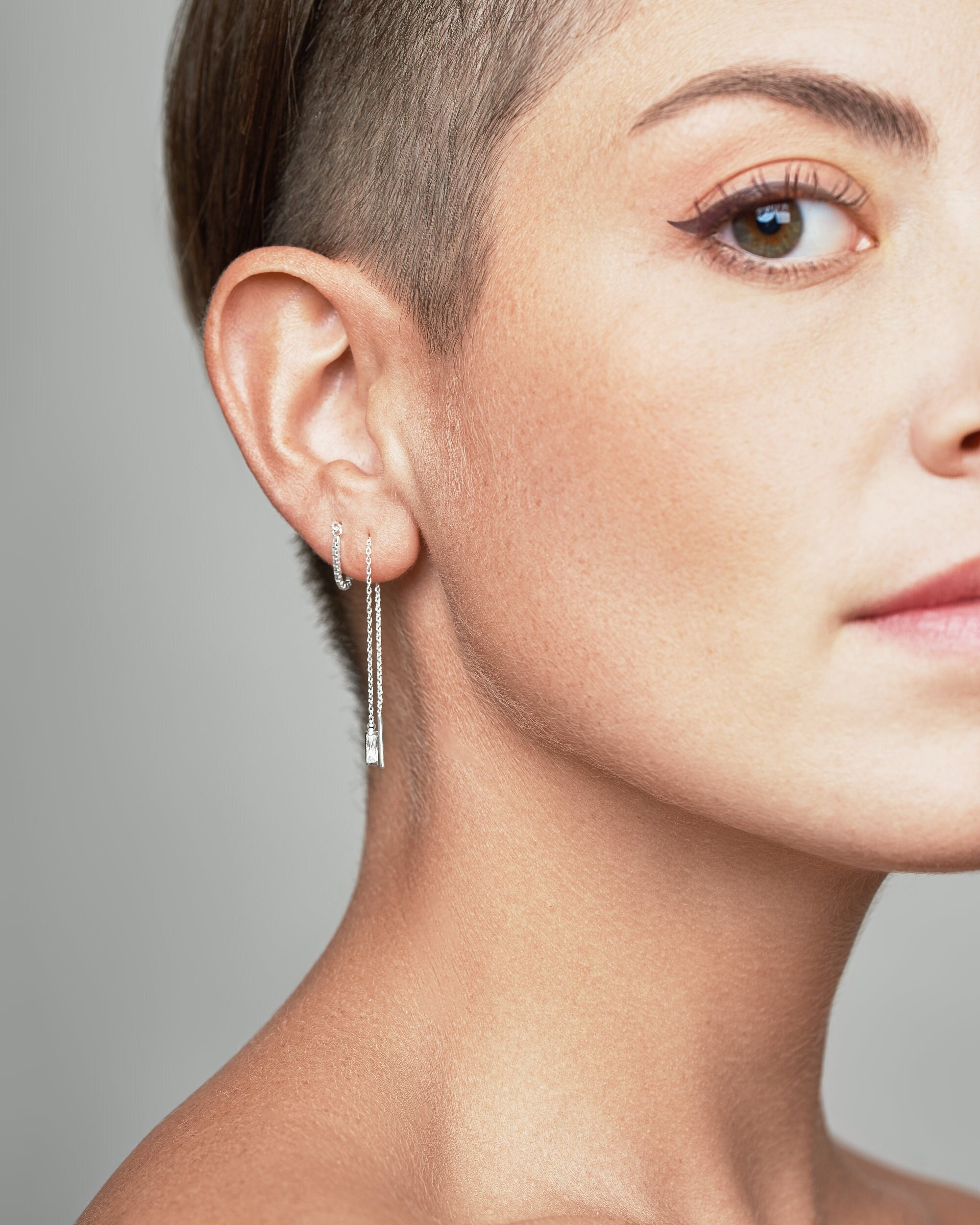 Ear Threader Chain Earrings - Anti Tarnish Jewelry - Sustainable Jewelry - Gift for Mom - CHE030
