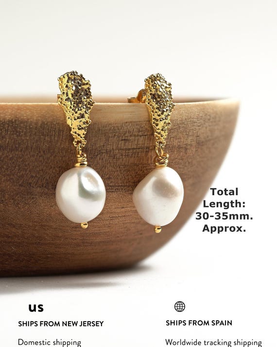 Boucles D'oreilles Argent Sterling Plaqué Or Avec Perle Et CZ – élégantes Et Brillantes