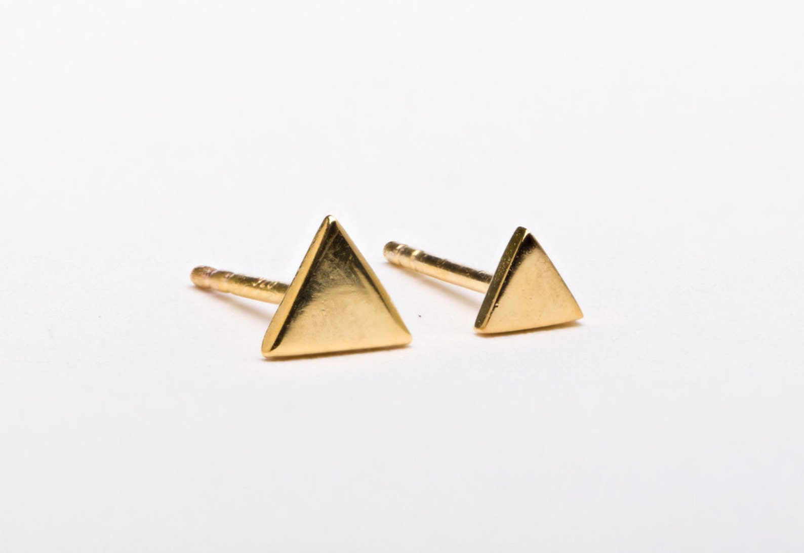 Mini Silver Triangle Geometric Stud Earrings Mountain Post Etsy