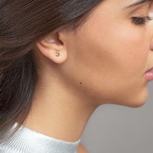 24K Gold-Plated Sterling Silver Stud Earrings: Hypoallergenic Dainty Jewelry