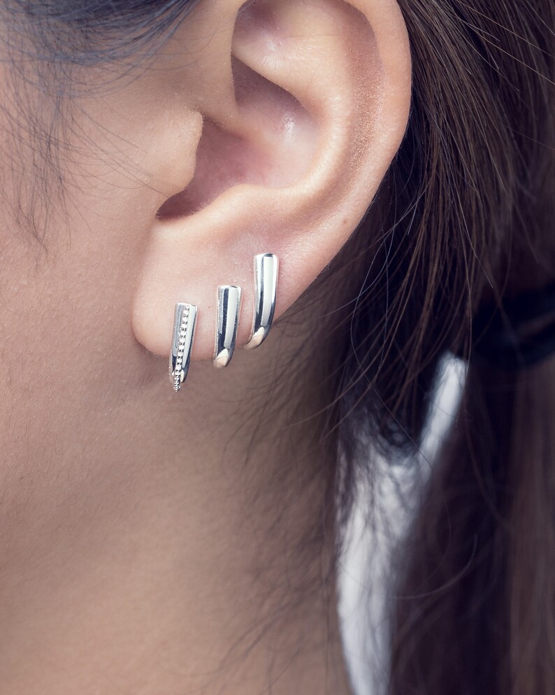 Hook Stud Earrings Dainty Hook Earrings Modern Stud Etsy