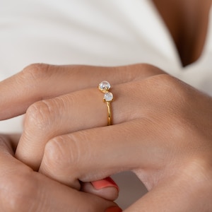 Open Cuff Ring - Moonstone Ring - Minimalist Ring - Birthstone Ring - Gemstone Stacking Ring - Dainty Gemstone Ring - RNG021