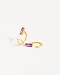 Amethyst Huggie Hoop Earrings: 24k Gold Plated Sterling Silver - EAR044AMT product logo