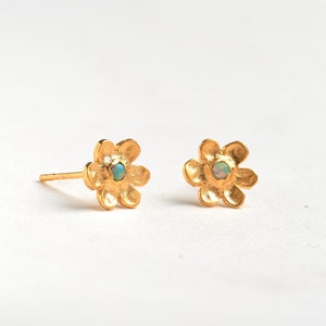 Cute Opal Flower Gold Stud Earrings Gift Summer Opal jewelry STD150 image 6