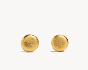 Puces d'oreilles disque en or - Puces d'oreilles plates et rondes - Puces d'oreilles cercle - Bijoux géométriques - Meilleur cadeau pour femme - STD104