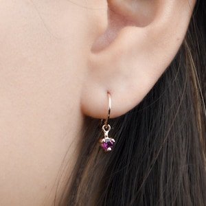 Elegant Dangle Drop Earrings with Lab Garnet - Delicate and Stylish Jewelry - DGE001PGR