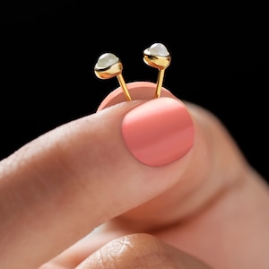Dainty Moonstone Gold Stud Earrings - Unique Cute Stud Piercings - Moonstone Jewelry - Best Gift for Her -STD075MOO