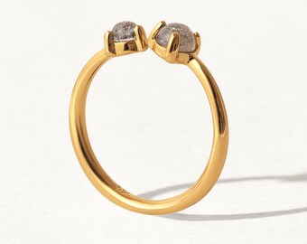 アクセサリー GAGAN stone double ring labradorite Double Labradorite Stone Ring – Sterling Silver Gemstone Stacking