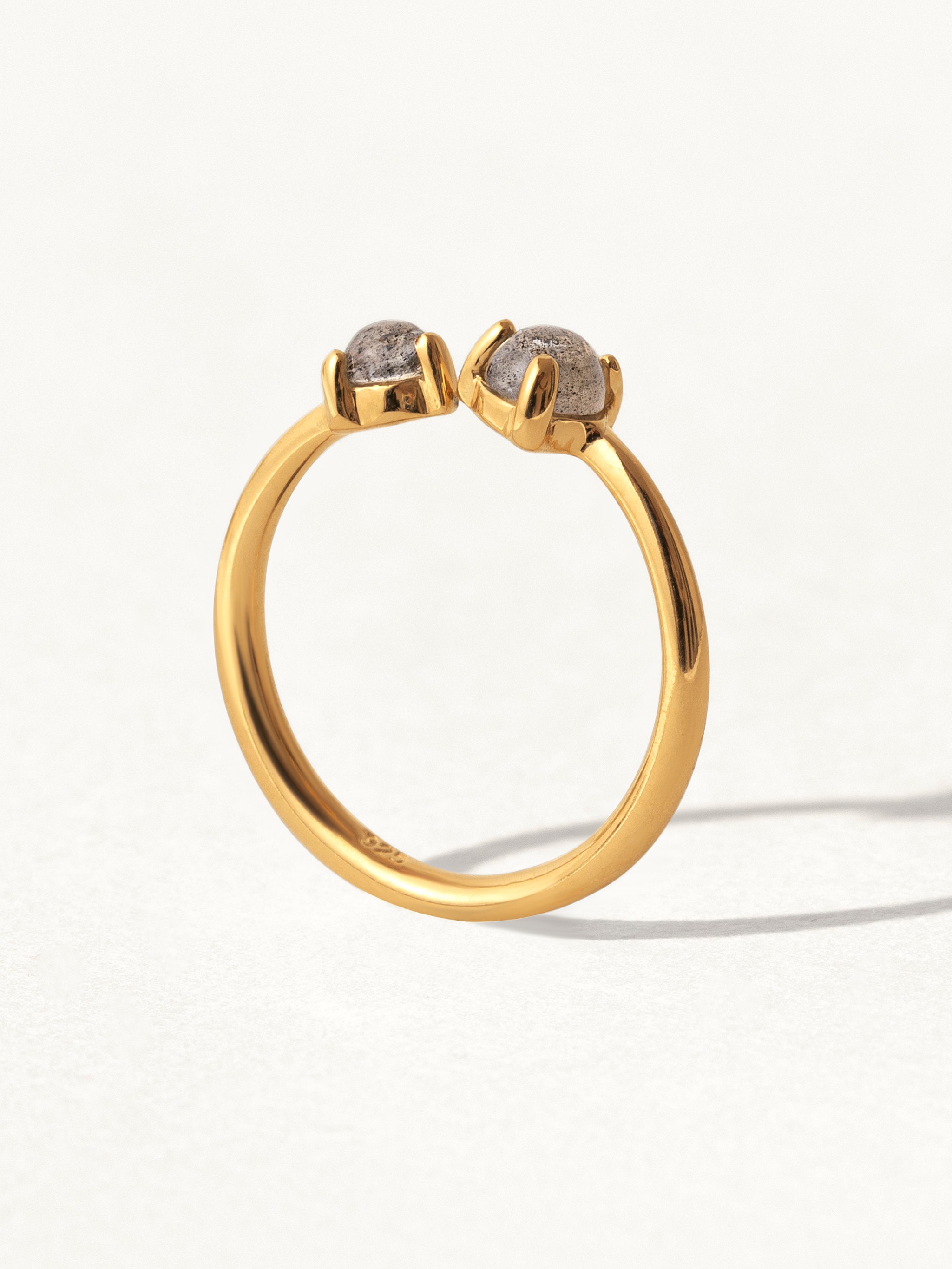 Double Labradorite Stone Ring – Sterling Silver Gemstone Stacking