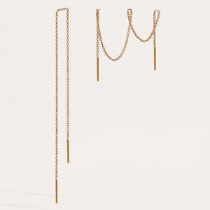 Threader Oorbellen Goud Chain Dangle Edgy Oorbellen Kraakbeen Oorbellen Zilveren Oorbel CHE023 afbeelding 2