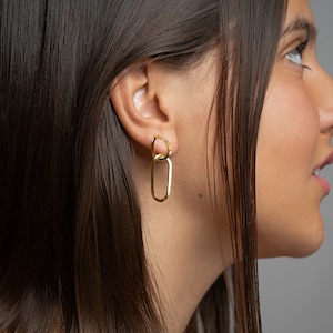 Delicate Gold Link Earrings - Modern Chain Drop Earrings - Minimalist Jewelry - Elegant Gift for Her - Gold Dangle Earrings - STD136