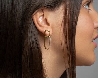 Delicate Gold Link Earrings - Modern Chain Drop Earrings - Minimalist Jewelry - STD136