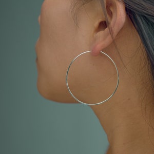 Gold Hoop Earrings - Minimalist Earrings - Handmade Large Hoop - Dainty Jewelry - Silver Hoop Earrings - EAR007