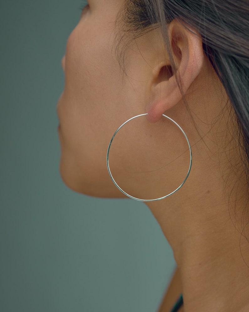 Große dünne Creolen Minimalistische Ohrringe Zierliche | Etsy