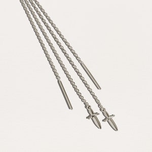 Threader Dagger Earrings - Mismatched Chain Grunge Earrings