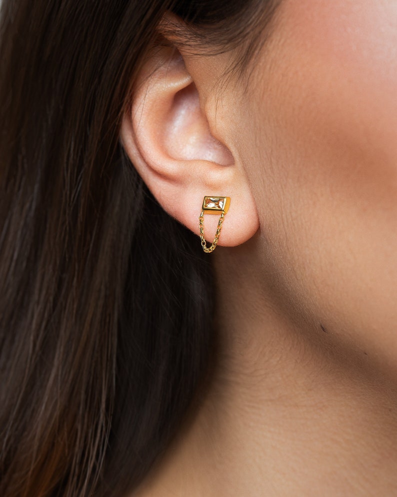 Dainty Gemstone Stud Earrings in Gold Matte Bridesmaid Gifts Perfect Gift For Mom STD148 image 1