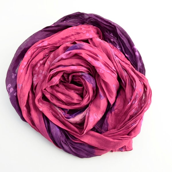 Silk Scarf   Recycled  lilac and fuschia woman accesories Rf