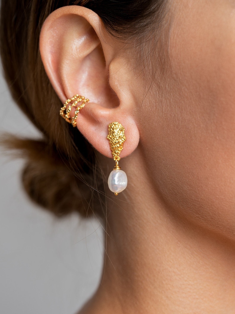 Cartilage Gold Ear Cuff No Piercing Earrings - Contemporary Jewelry - ECF024 image 9