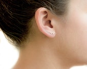 Bagué d'Oreille Feuilles, Plaqué Or, Argent, Manchette d'Oreille Nature, Bijou d'Oreille Minimaliste, Bijoux Branché,Fait a Main,EC009