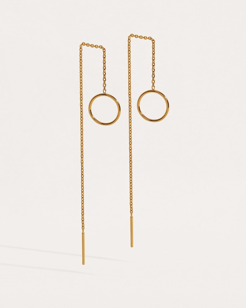 Threader Earrings Dangle Earrings Pull Through Circle Etsy UK