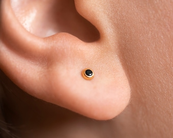Tiny Birthstone Stud Earrings: 24k Gold, Rose Gold, or Sterling Silver