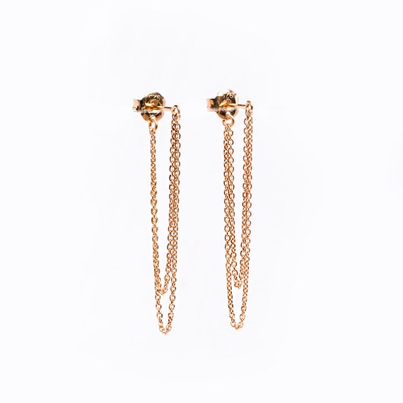Chapado en Oro Rosa Largo Cuelgan Aretes Borla Stud dejar corazón de cristal vendedor de Reino Unido