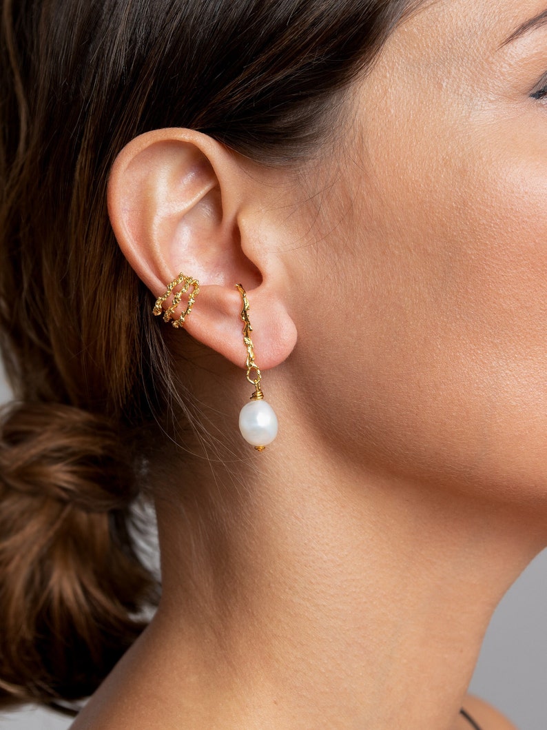 Cartilage Gold Ear Cuff No Piercing Earrings - Contemporary Jewelry - ECF024 image 10