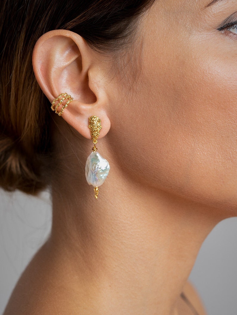 Cartilage Gold Ear Cuff No Piercing Earrings - Contemporary Jewelry - ECF024 image 6