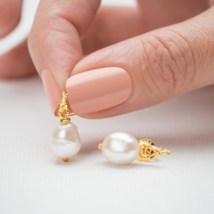 Tiny Pearl Drop Earrings – Dainty Gold Studs – Minimalist Jewelry – Gift for Her – STD129