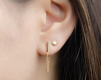 Bar Chain Stud Earrings dangle Earrings 