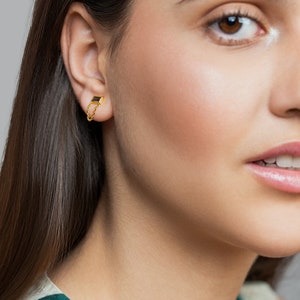 Dainty Gemstone Stud Earrings in Gold Matte Bridesmaid Gifts Perfect Gift For Mom STD148 image 6