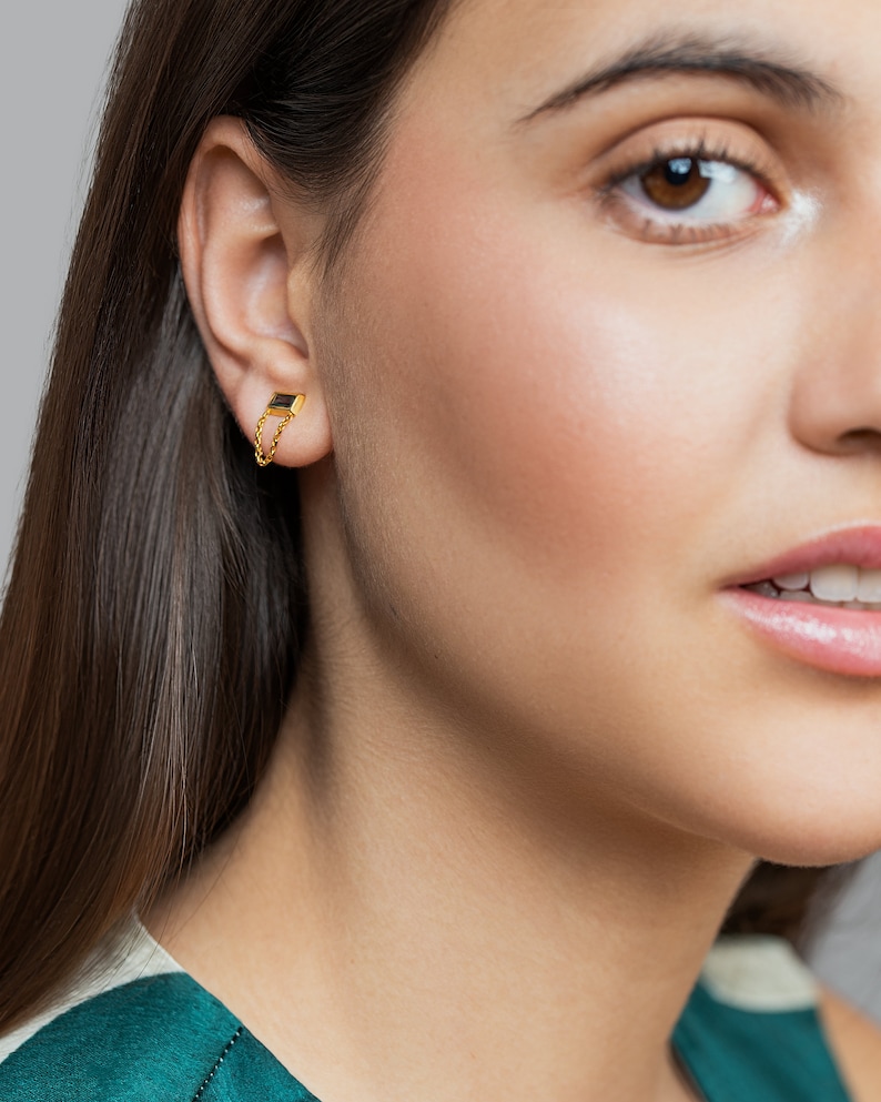 Dainty Gemstone Stud Earrings in Gold Matte Bridesmaid Gifts Perfect Gift For Mom STD148 image 6