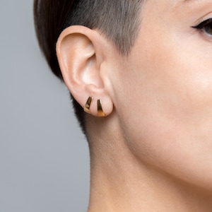 Dainty Art Deco Stud Earrings: 24k Gold Plated Sterling Silver
