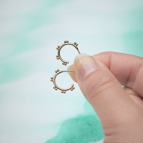 Gold Charm Hoops Small Gold Hoops Small Gold Charm Hoops Etsy
