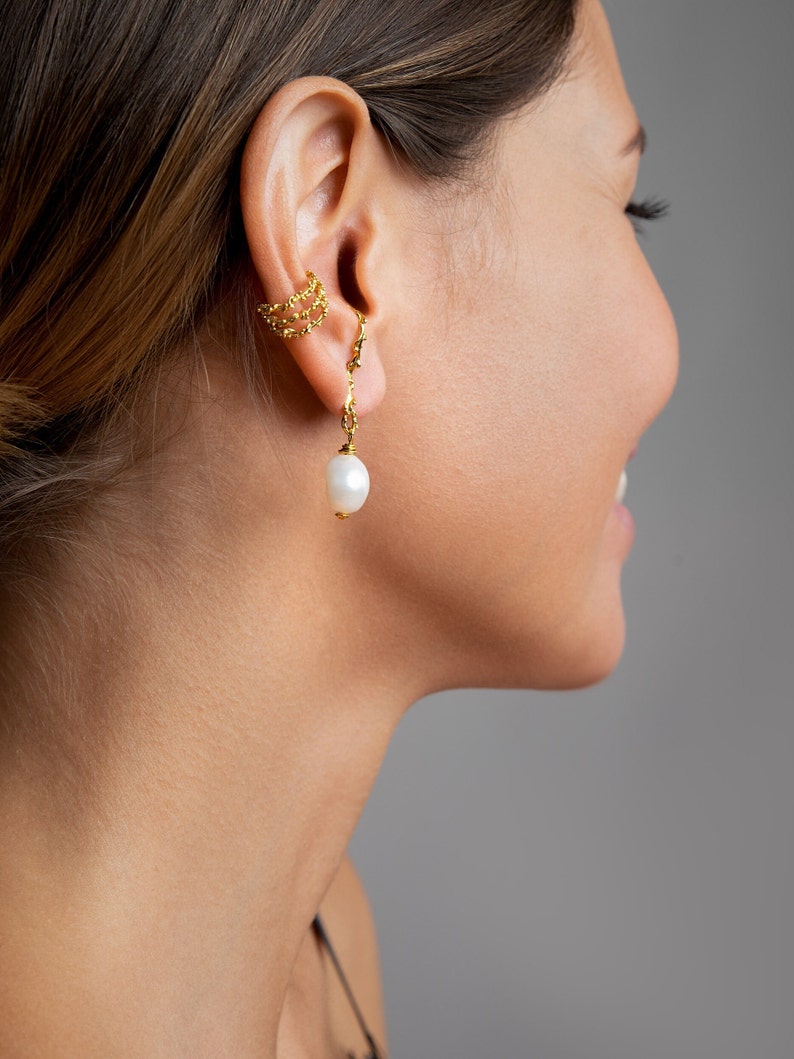 Cartilage Gold Ear Cuff No Piercing Earrings - Contemporary Jewelry - ECF024 image 5