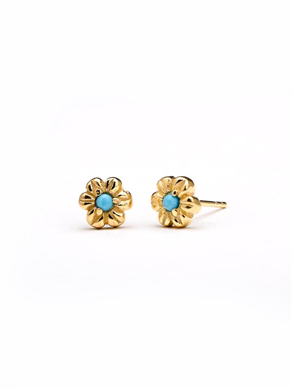 turquoise flower stud earrings