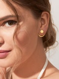 Sterling Silver Moon Phase Earrings - Gold Plated Celestial Jewelry