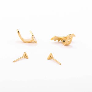 Gold Ear Jacket - Floating Earrings - Bridal Earrings - Stud Earrings - Triangle Stud Earring