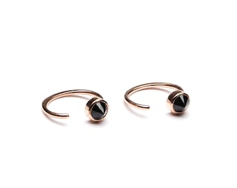 Gemstone Hugging Hoop Earrings Handmade Jewelry - Anniversary Gift - Geometric Earrings - EAR030BCZ