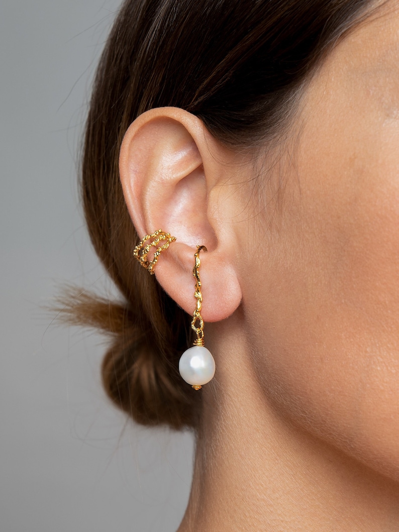 Cartilage Gold Ear Cuff No Piercing Earrings - Contemporary Jewelry - ECF024 image 8