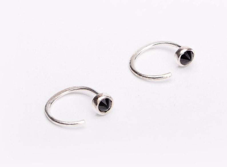 Gemstone Hugging Hoop Earrings Handmade Jewelry - Anniversary Gift - Geometric Earrings -Graduation Gifts