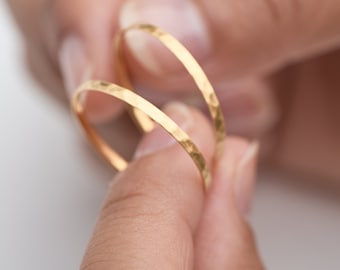 Hand Hammered  Hoop Earrings: Gold Plated, Non-Tarnish - EAR056