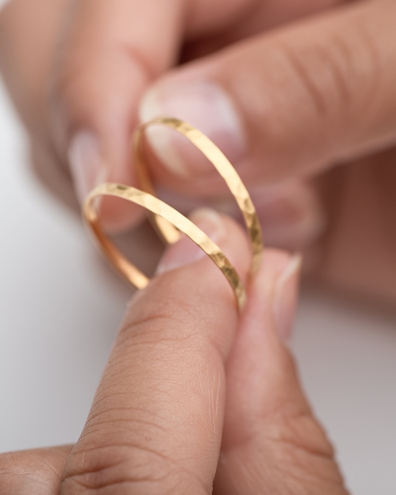 Gold Hammered Hoop Earrings - Anniversary Gift - Non Tarnish Jewelry