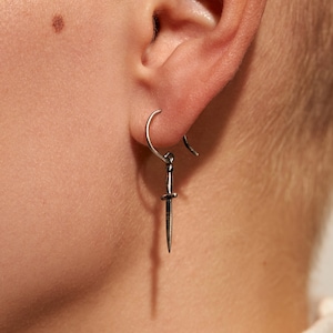Dangle Dagger Earrings - Sword Man Grunge Earring