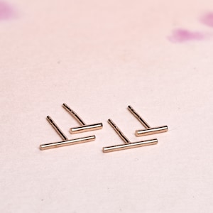 Bar Cartilage Earrings Studs - Geometrical Piercing - Second Hole Earrings - Minimalist Jewelry