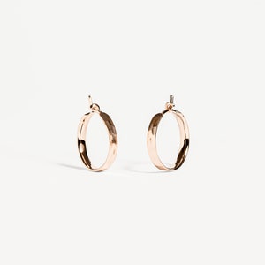 15 mm Gold Hoop Earrings - Handmade Solid Sterling Silver Jewelry