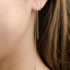 Threader Earrings Thin Chain Dangle Edgy Earrings - Cartilage Earrings - Silver Handmade Earring