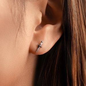 Dagger Stud Earrings - Edgy Tiny Sterling Silver Sword Earrings